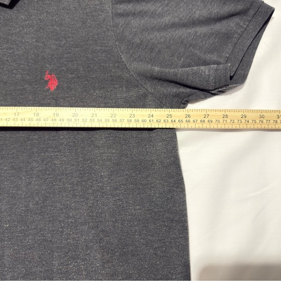 Used U.S. Polo Assn. Classic-Fit Polo Shirt 2XL Charcoal Gray Red Logo - Picture 3 of 12